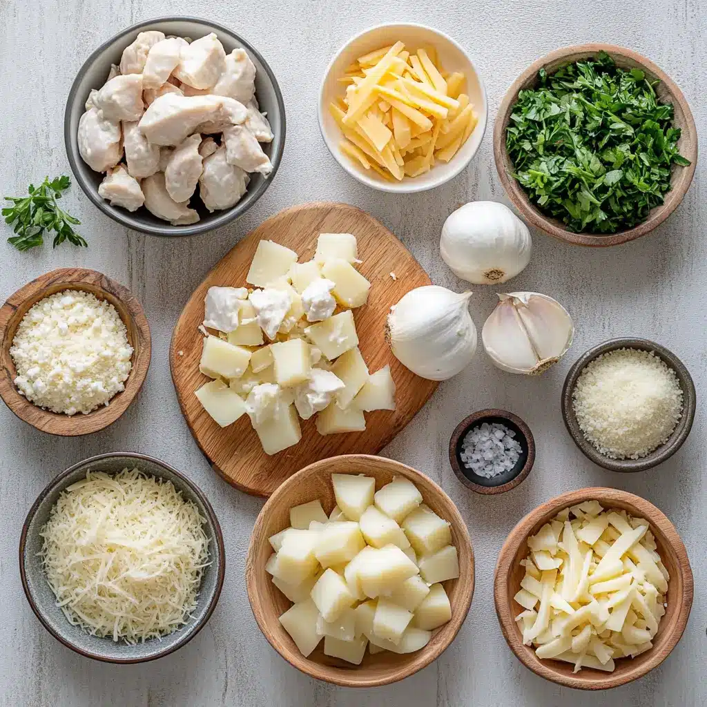 High Protein Creamy Garlic Cheesy Chicken Meal Magic 2 HIGH PROTEIN CREAMY GARLIC CHEESY CHICKEN POTATOES centered hero view, clean and uncluttered