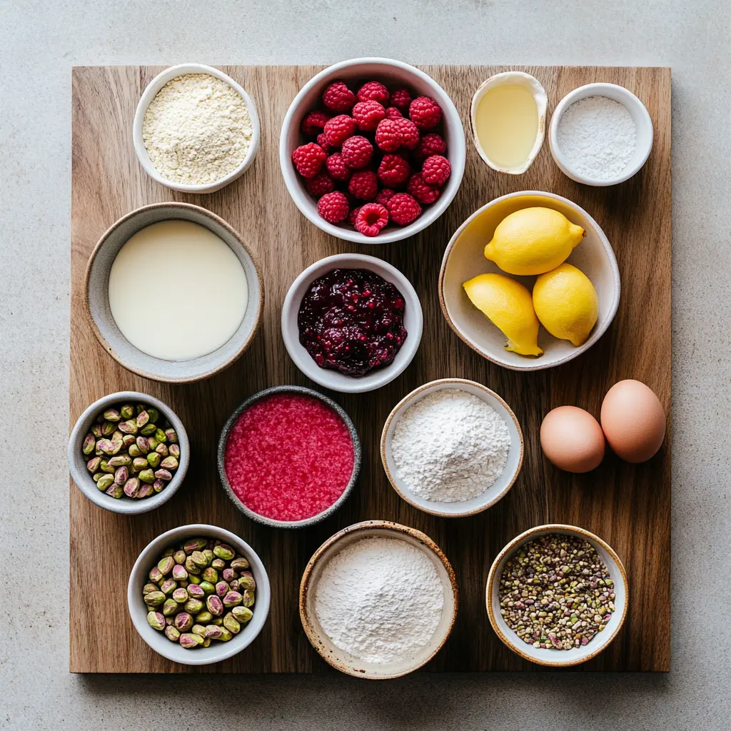 Easy Raspberry Pistachio Cake for Spring Baking 3 RASPBERRY PISTACHIO CAKE centered hero view, clean and uncluttered
