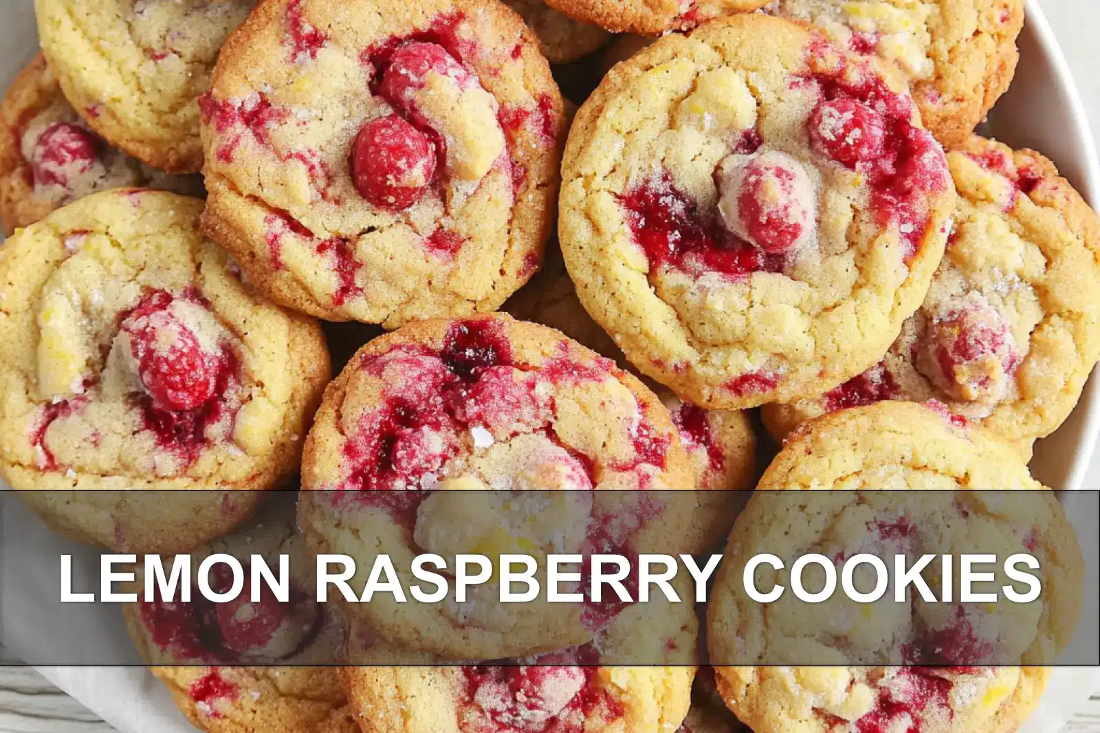 Soft lemon raspberry cookies with chunks of raspberry and a sprinkle of salt