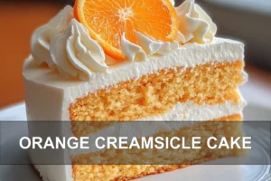 Orange Creamsicle Cake: Easy Delicious Recipe to Love ORANGE CREAMSICLE CAKE centered hero view, clean and uncluttered