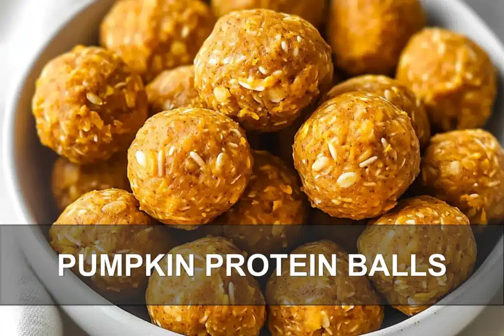 PUMPKIN PROTEIN BALLS centered hero view, clean and uncluttered