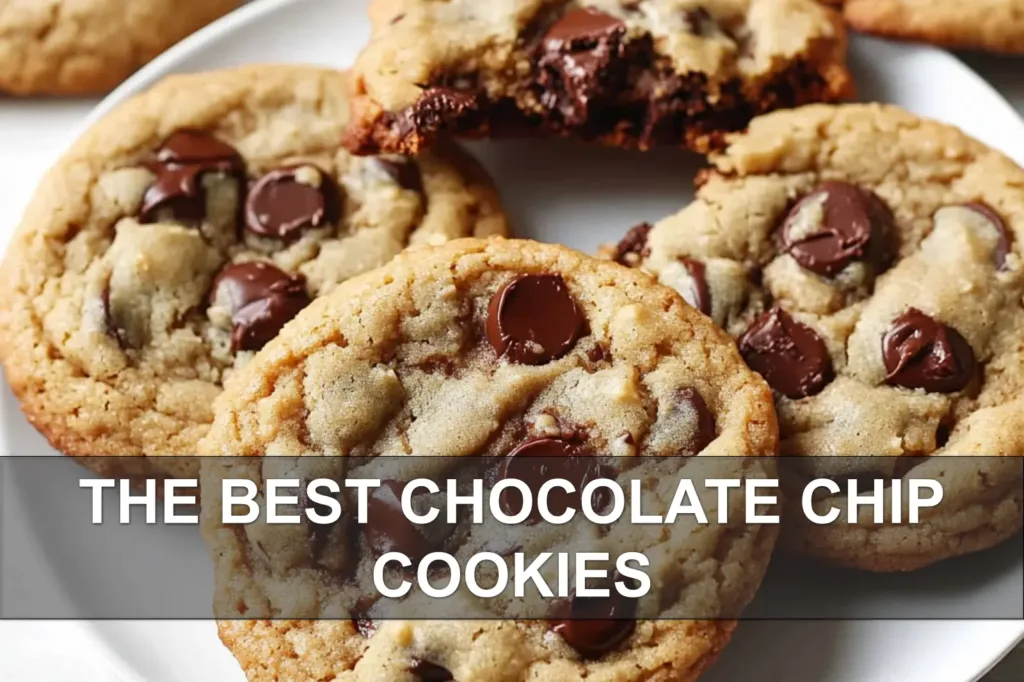 THE BEST CHOCOLATE CHIP COOKIES centered hero view, clean and uncluttered
