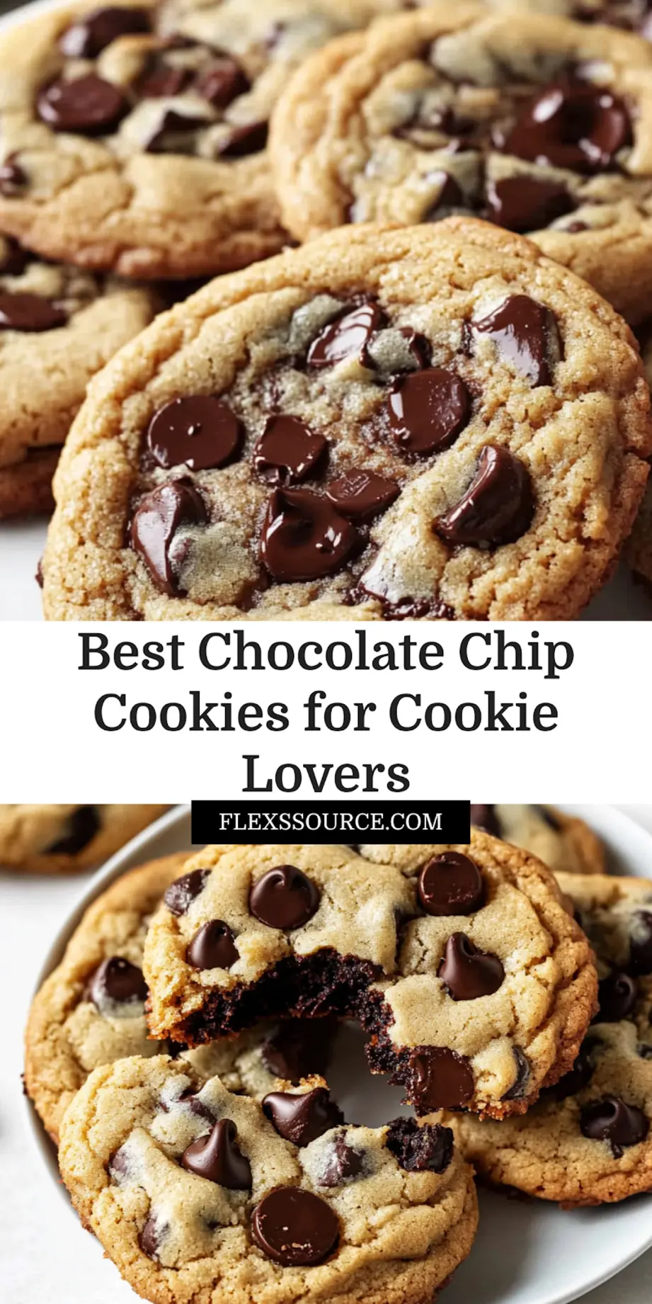 THE BEST CHOCOLATE CHIP COOKIES centered hero view, clean and uncluttered_pin