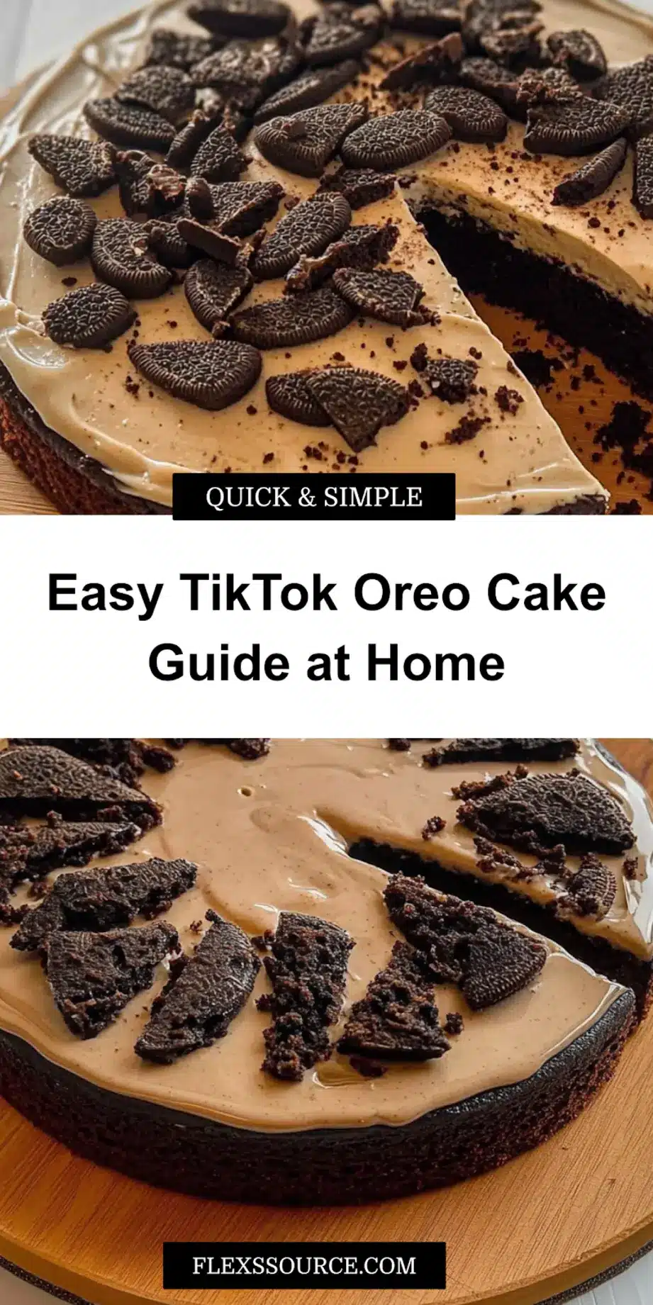 How to Make TikTok Oreo Cake Quickly and Easily 4 Pin for TikTok Oreo Cake recipe, showing a slice of the fudgy chocolate cake, ideal for social sharing and quick microwave dessert ideas.