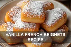 Vanilla French Beignets Recipe: Irresistibly Easy VANILLA FRENCH BEIGNETS RECIPE centered hero view, clean and uncluttered