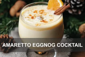 AMARETTO EGGNOG COCKTAIL centered hero view, clean and uncluttered
