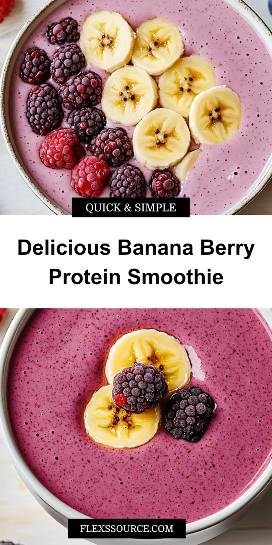 Banana Berry Protein Smoothie fresh and ready to serve