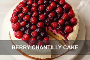 BERRY CHANTILLY CAKE centered hero view, clean and uncluttered