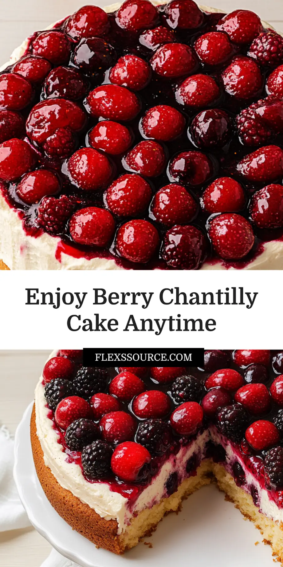 Berry Chantilly Cake, elegantly presented, ideal for Pinterest