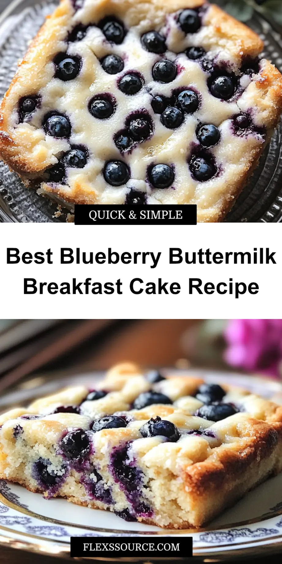 Blueberry Buttermilk Breakfast Cake fresh from the air fryer, clean presentation