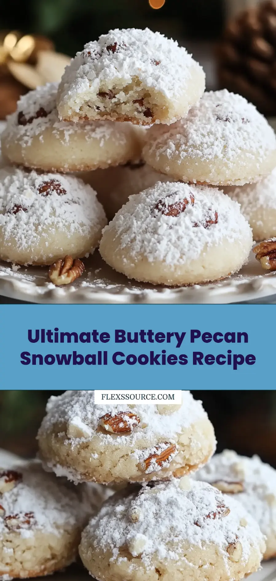 Irresistibly Buttery Pecan Snowball Cookies Recipe 4 Close-up of freshly baked Buttery Pecan Snowball Cookies with powdered sugar coating