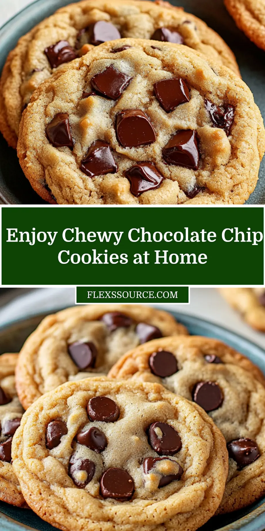 A close-up view of freshly baked chewy chocolate chip cookies on a cooling rack, with a few melted chocolate chips on top, perfect for Pinterest.