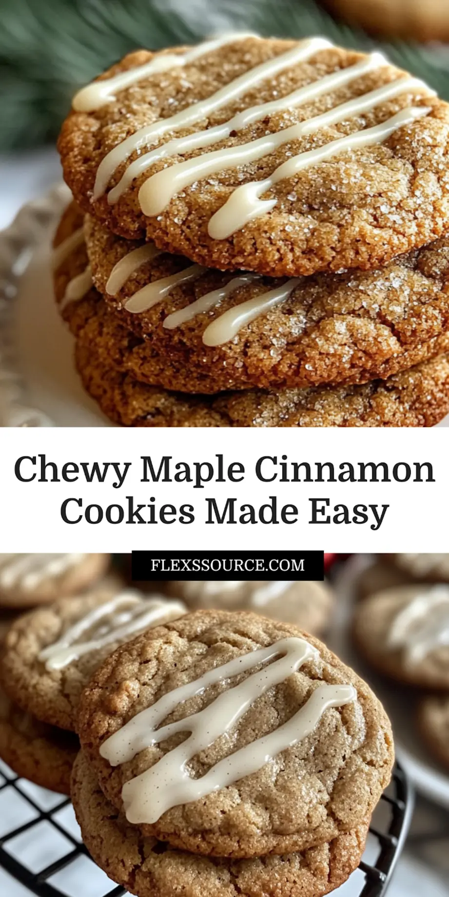 Plate of chewy maple cinnamon cookies styled for serving