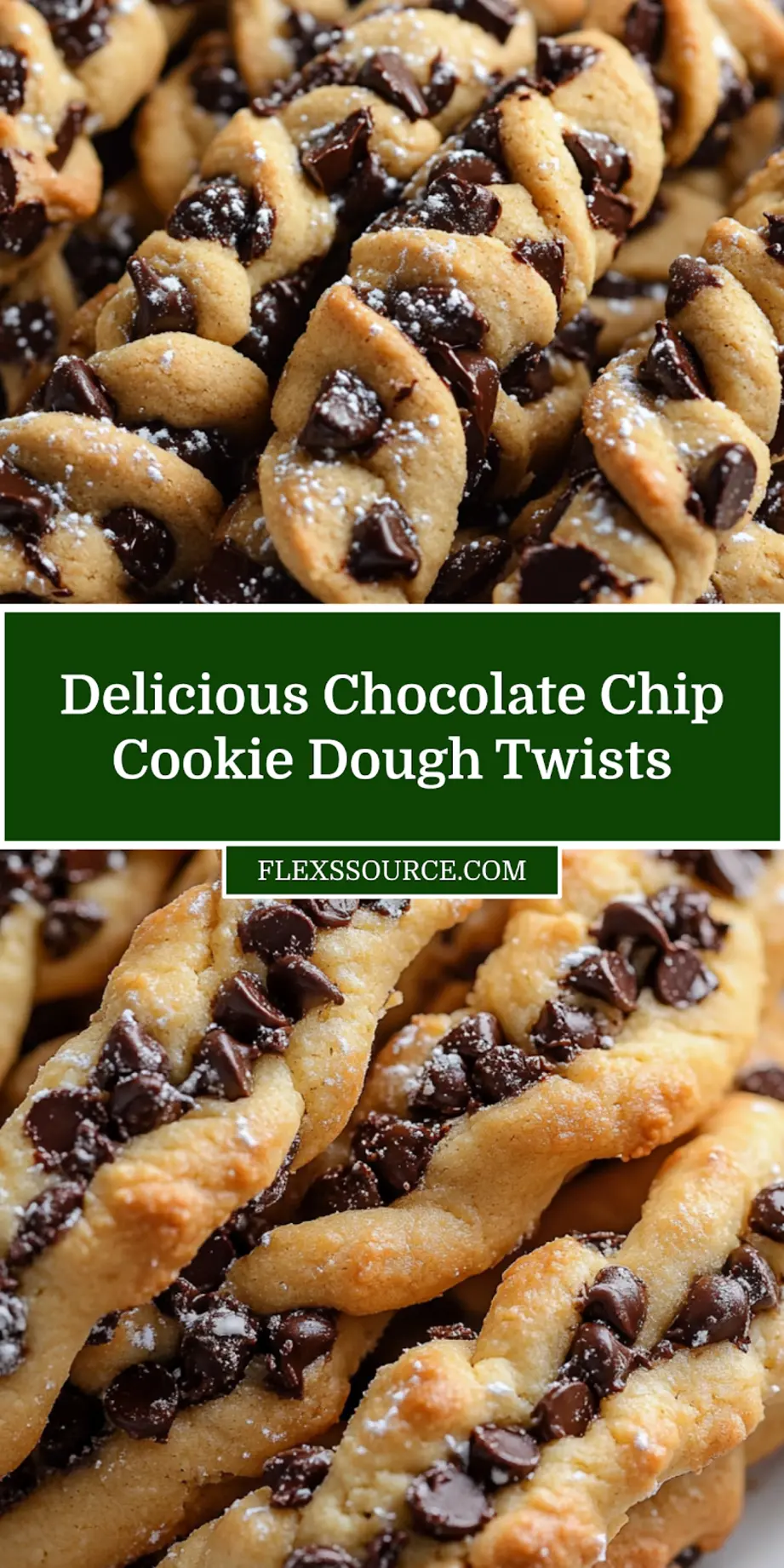 Plate of freshly baked Chocolate Chip Cookie Dough Twists golden brown and twisted