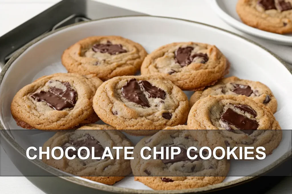CHOCOLATE CHIP COOKIES centered hero view, clean and uncluttered