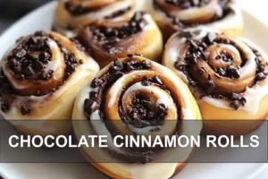 CHOCOLATE CINNAMON ROLLS centered hero view, clean and uncluttered
