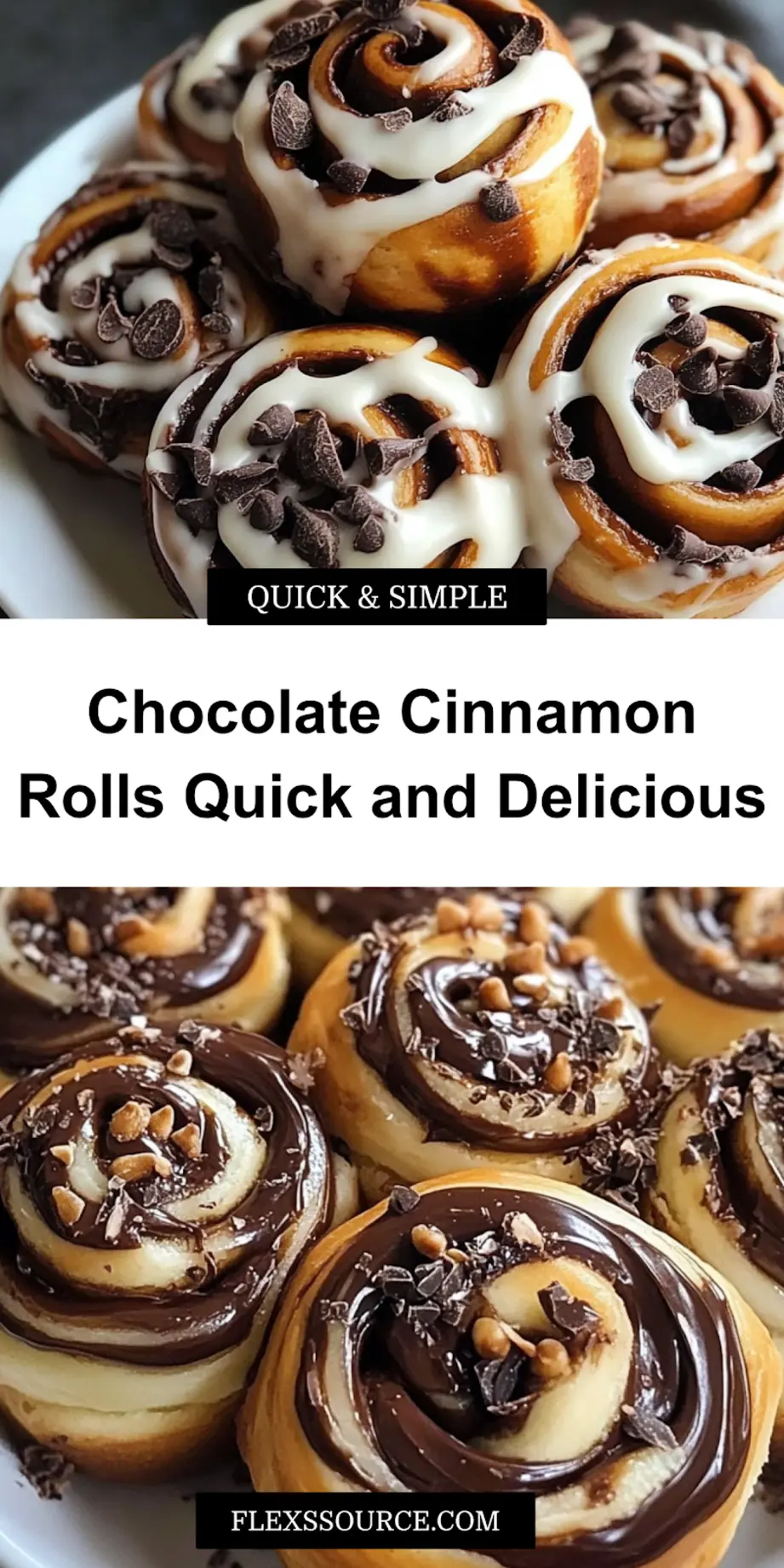 Freshly baked chocolate cinnamon rolls cooling on a rack