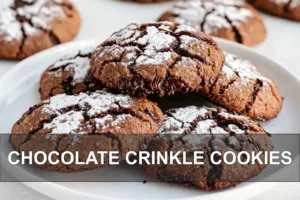 CHOCOLATE CRINKLE COOKIES centered hero view, clean and uncluttered