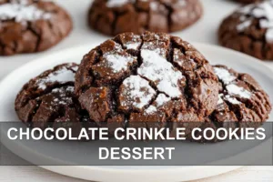 CHOCOLATE CRINKLE COOKIES DESSERT centered hero view, clean and uncluttered