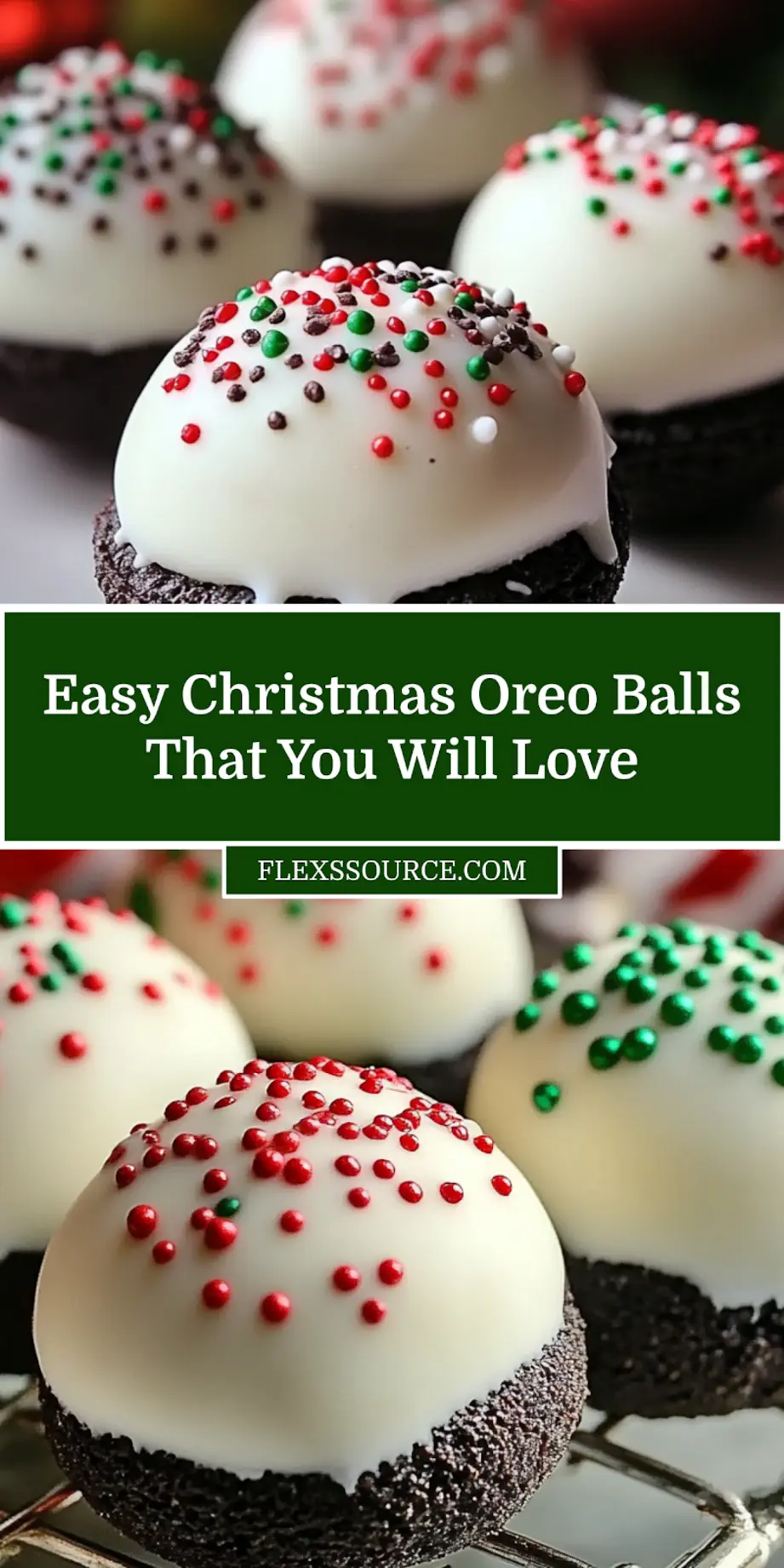 Christmas Oreo Balls plated and ready to serve