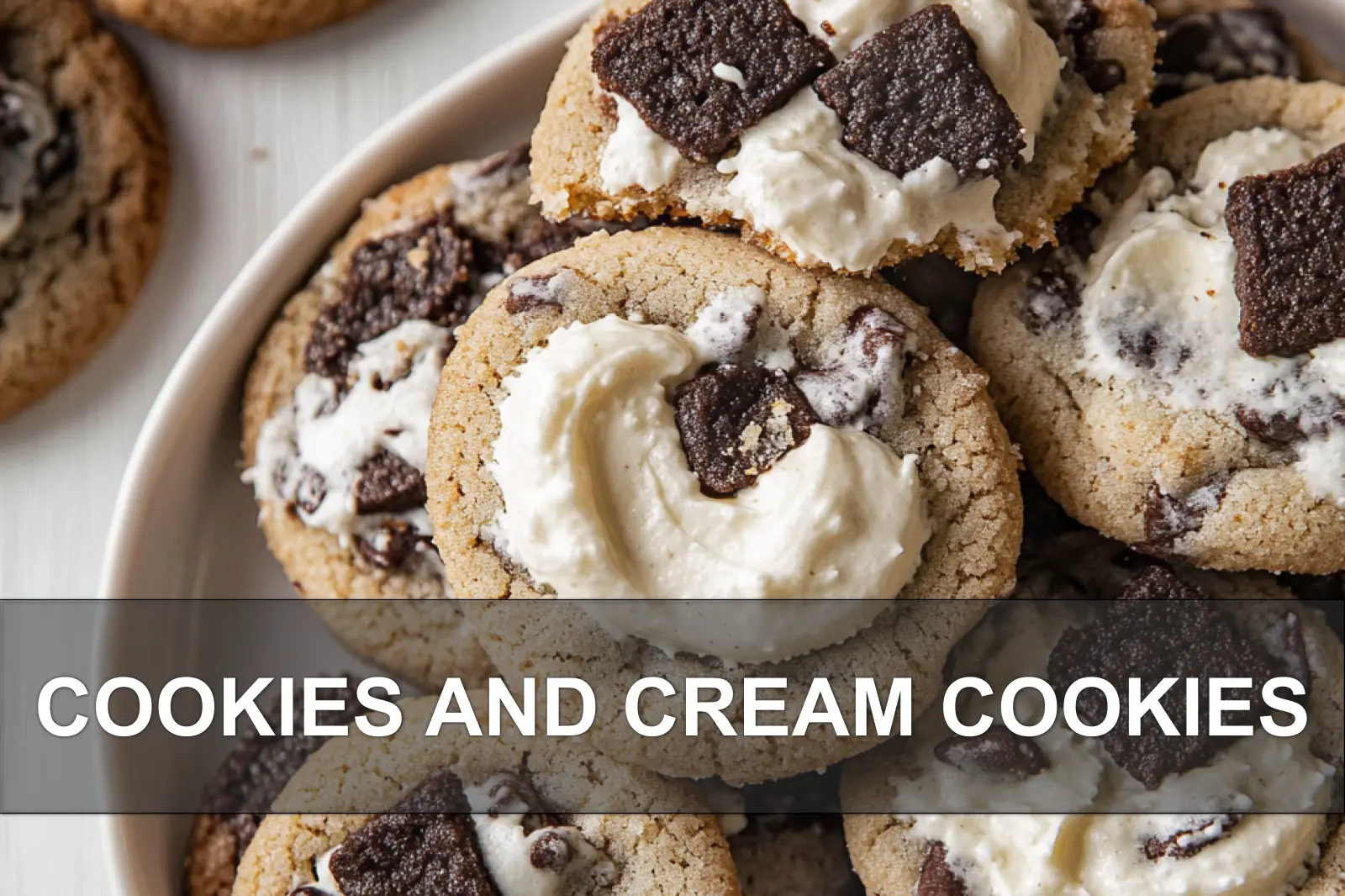 COOKIES AND CREAM COOKIES centered hero view, clean and uncluttered