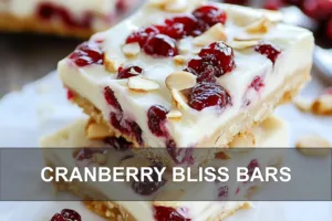 Taste the Delight of Cranberry Bliss Bars Today CRANBERRY BLISS BARS centered hero view, clean and uncluttered