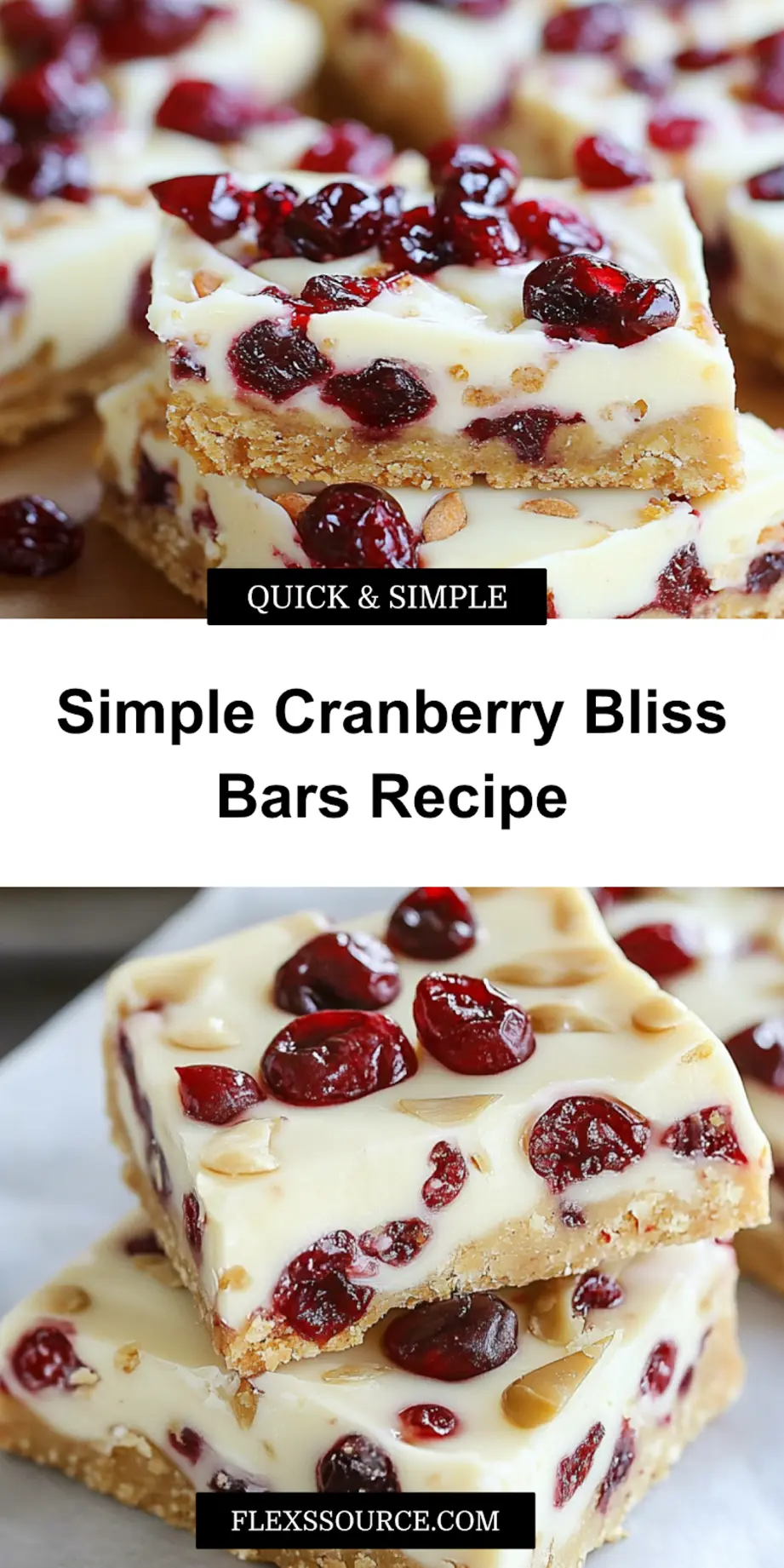Taste the Delight of Cranberry Bliss Bars Today 4 Top view of finished Cranberry Bliss Bars with white chocolate drizzle on parchment paper