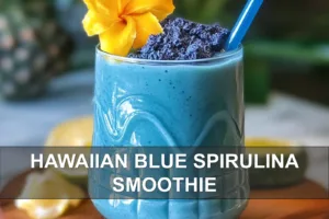 Irresistible Hawaiian Blue Spirulina Smoothie Recipe HAWAIIAN BLUE SPIRULINA SMOOTHIE centered hero view, clean and uncluttered