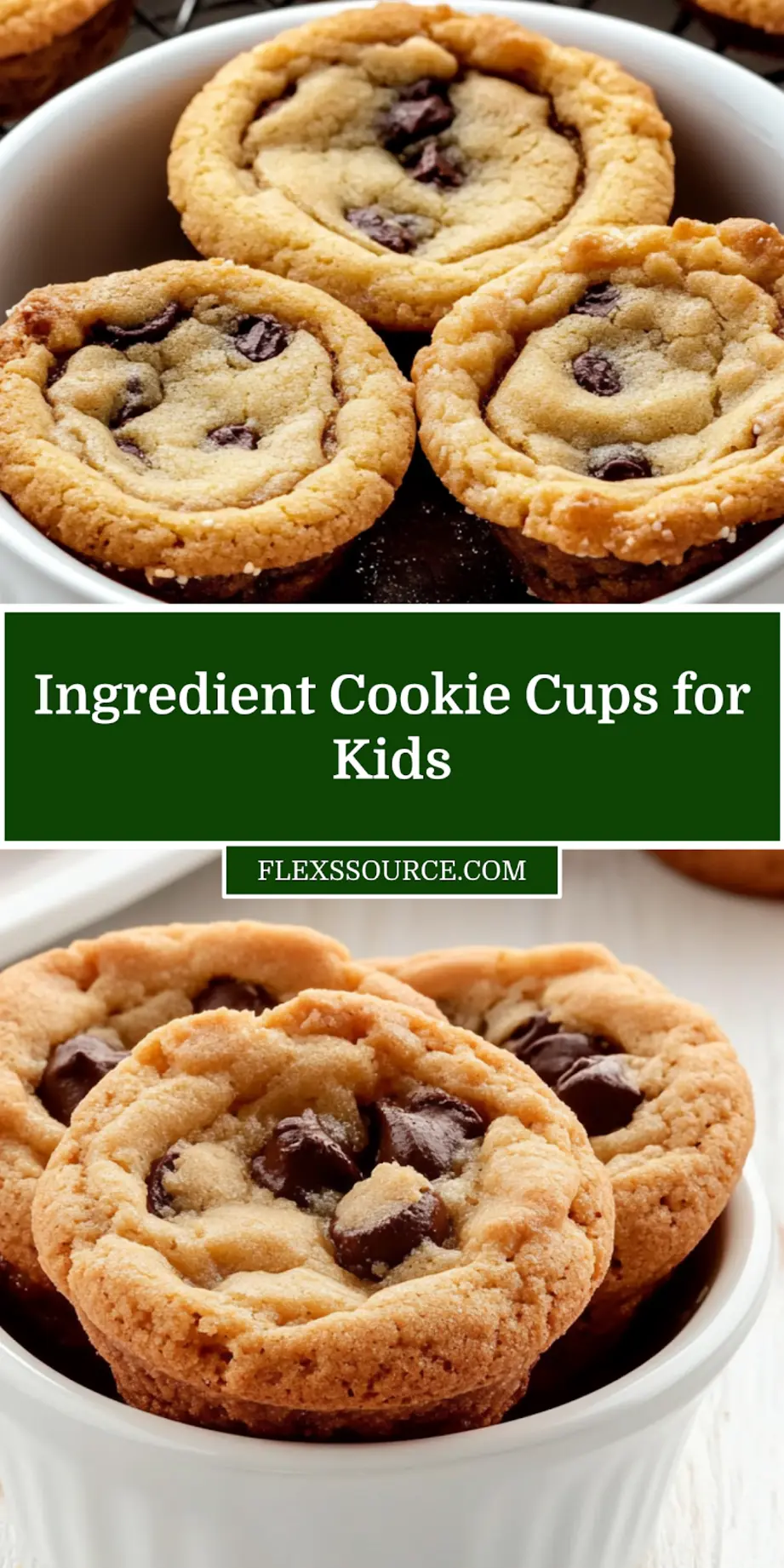 Easy Ingredient Cookie Cups for Fun Christmas 4 INGREDIENT COOKIE CUPS centered hero view, clean and uncluttered_pin