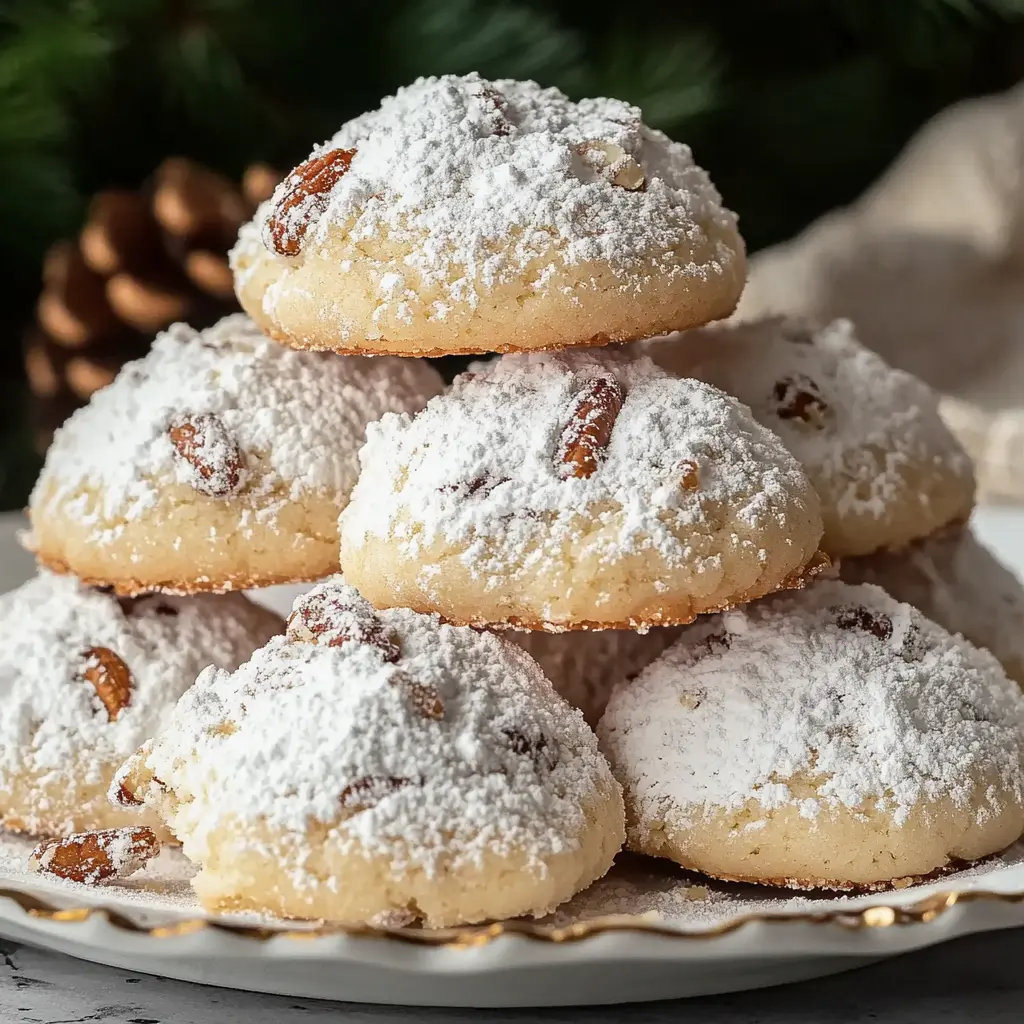 Irresistibly Buttery Pecan Snowball Cookies Recipe 3 Ingredients for Buttery Pecan Snowball Cookies arranged neatly on a wooden surface