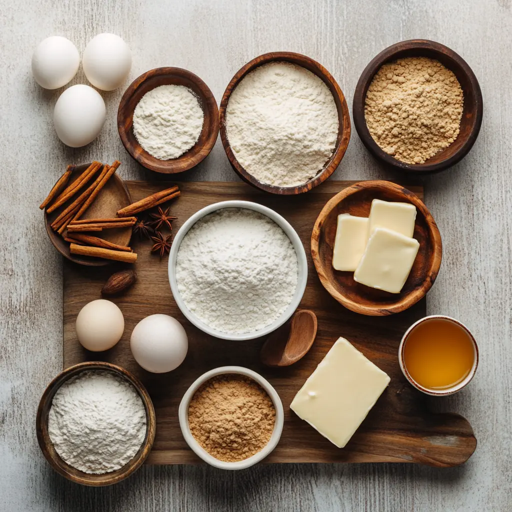 Cinnamon Sugar Donut Bread ingredients laid out on a clean surface