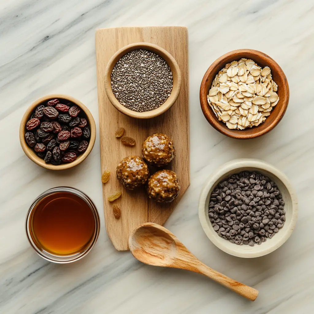 Energy balls ingredients laid out neatly