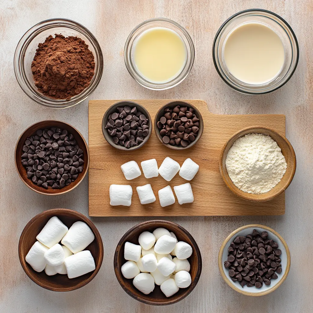 Hot Chocolate Cookies: Deliciously Gooey Peppermint Treat 3 Hot chocolate cookies ingredients laid out neatly