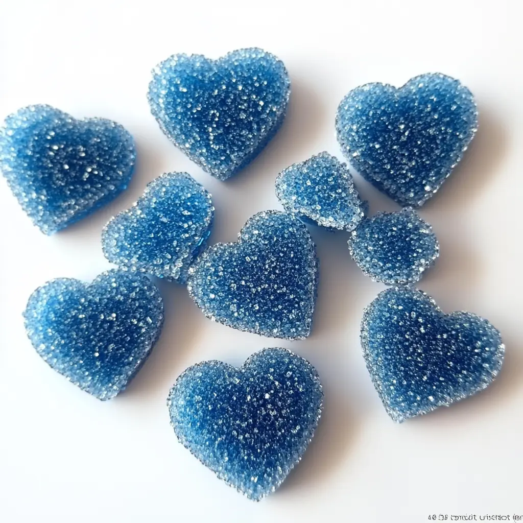 Natural Blue Sugar Hearts, centered hero view with clean and uncluttered background