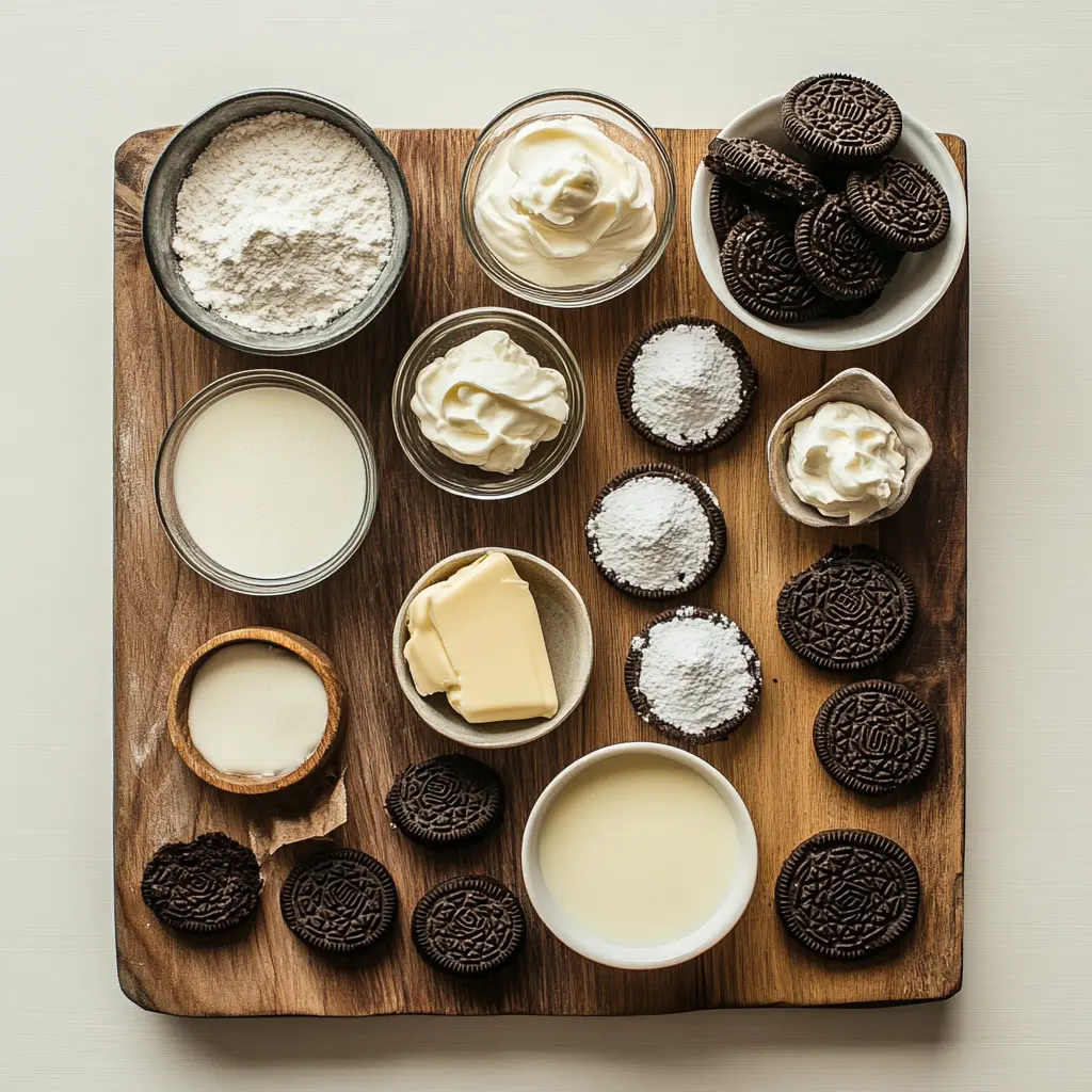 Whole No-Bake Oreo Cheesecake, perfectly set and ready to serve