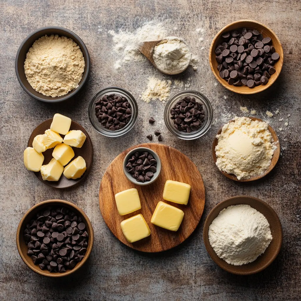 Discover Soft and Chewy Chocolate Chip Cookies Now 3 Soft and chewy chocolate chip cookies ingredients laid out neatly