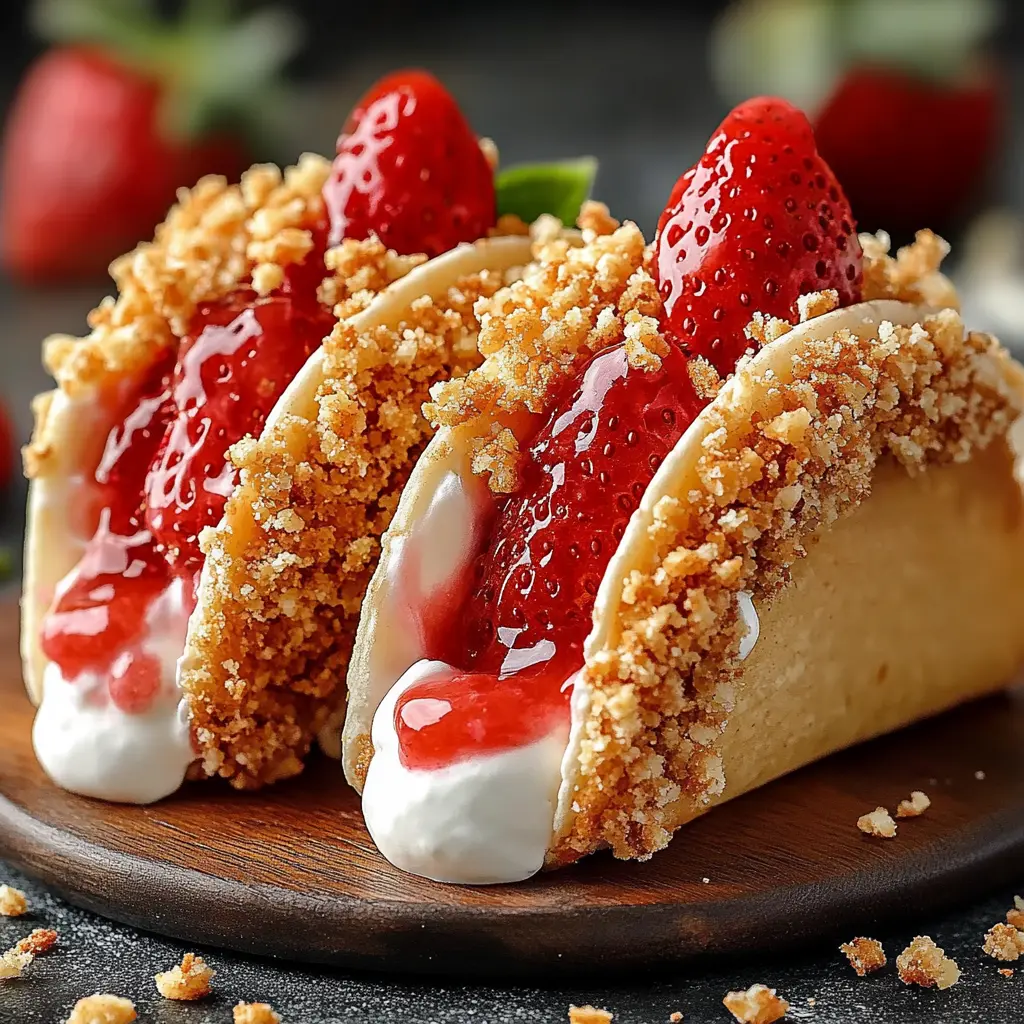 Ingredients for Strawberry Crunch Cheesecake Tacos, arranged neatly
