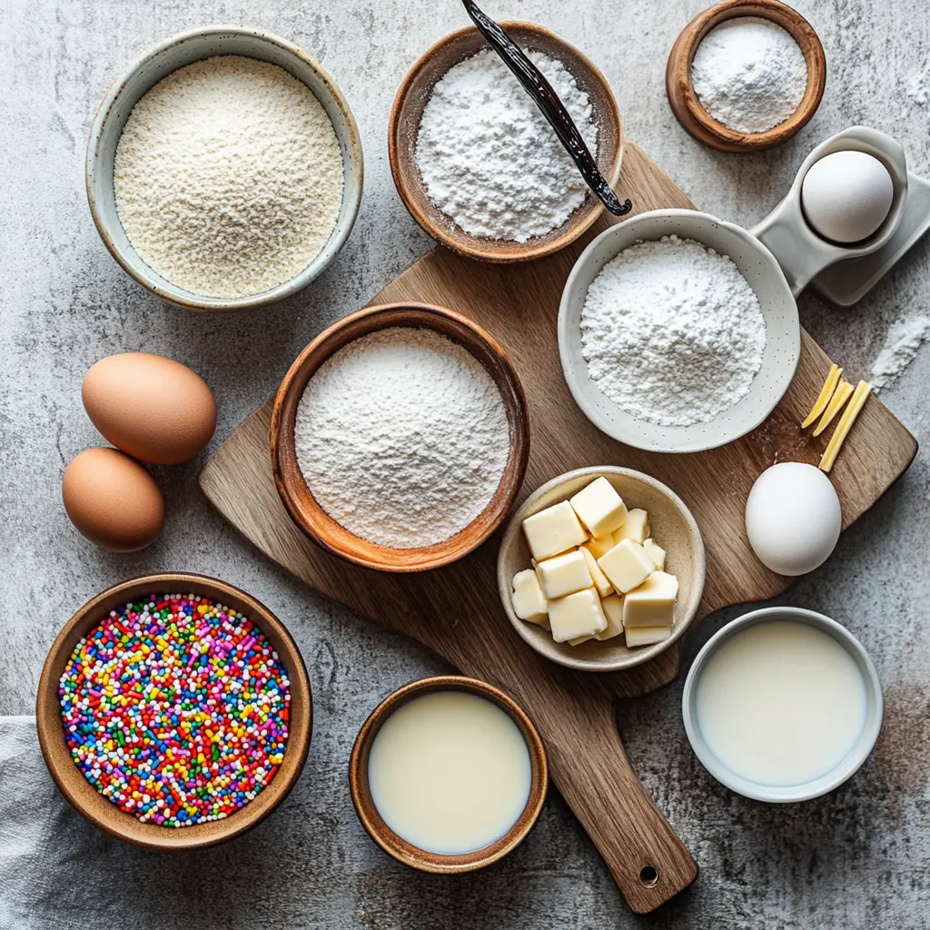 VANILLA CAKE RECIPE centered hero view, clean and uncluttered