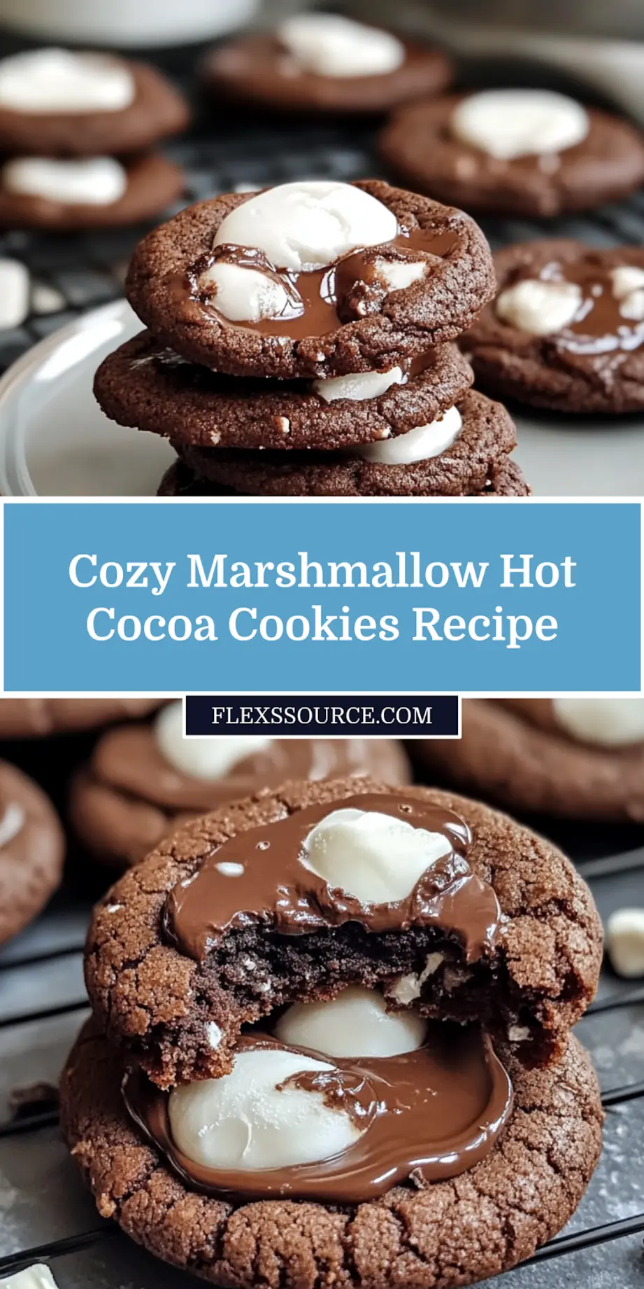 Close-up of marshmallow hot cocoa cookies on a plate, ready to enjoy