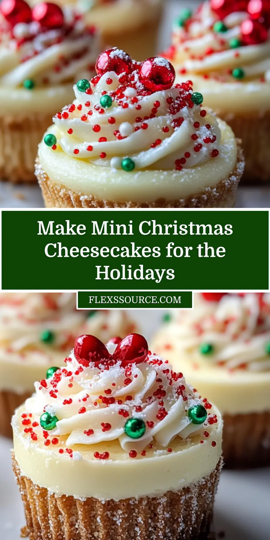 Mini Christmas Cheesecakes ready to serve, arranged neatly