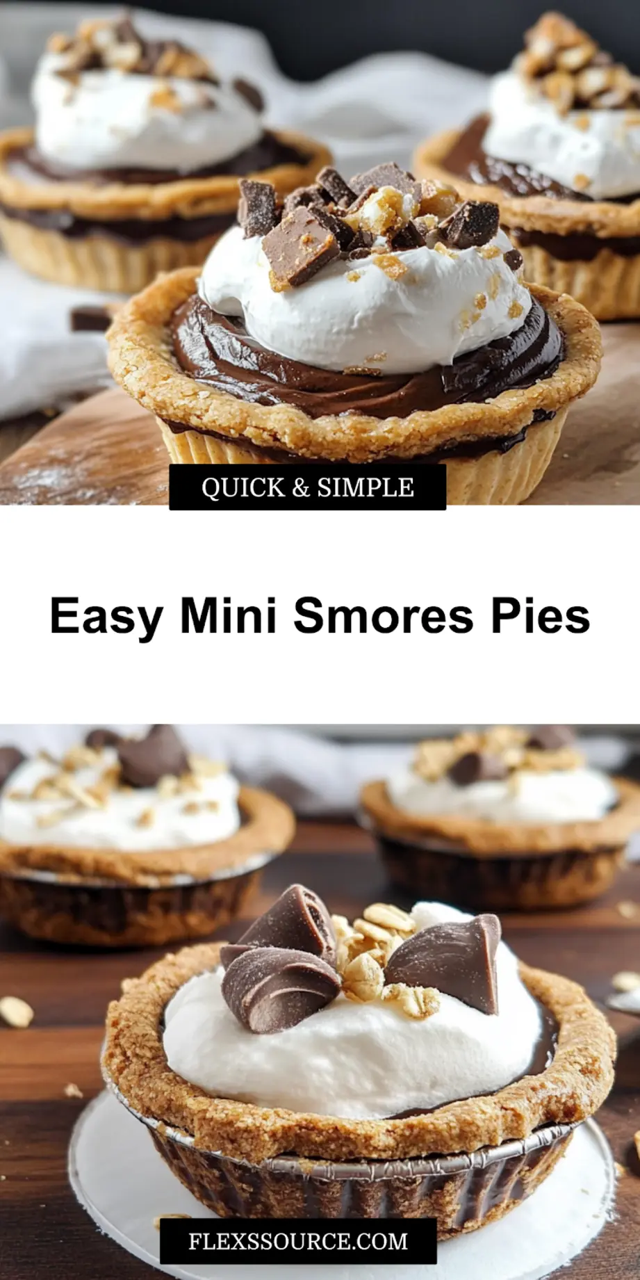 Mini S'mores Pies finished and displayed on a clean background
