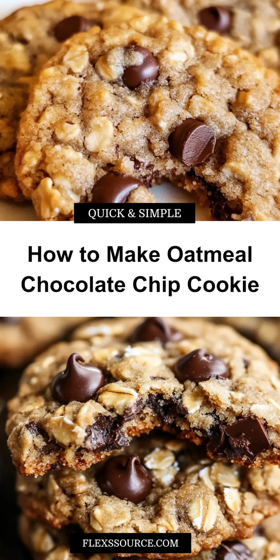 Close-up of an oatmeal chocolate chip cookie showing texture and chocolate chips