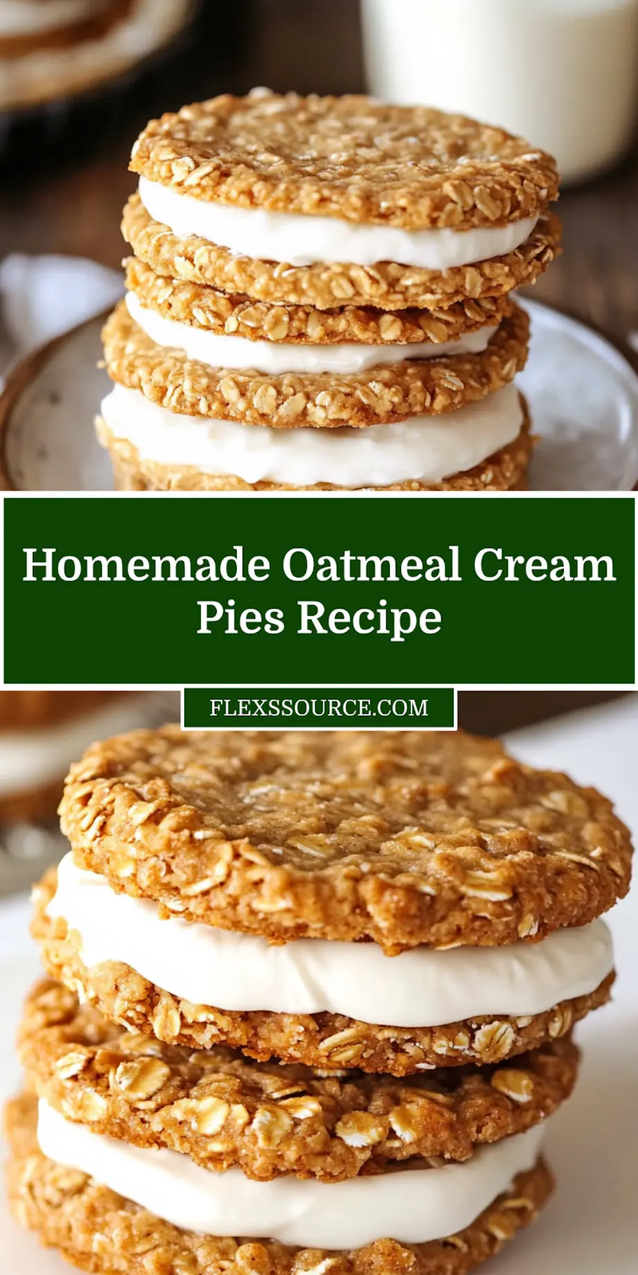 Completed oatmeal cream pies, showing soft texture and cream filling