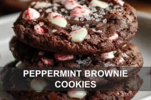 PEPPERMINT BROWNIE COOKIES centered hero view, clean and uncluttered