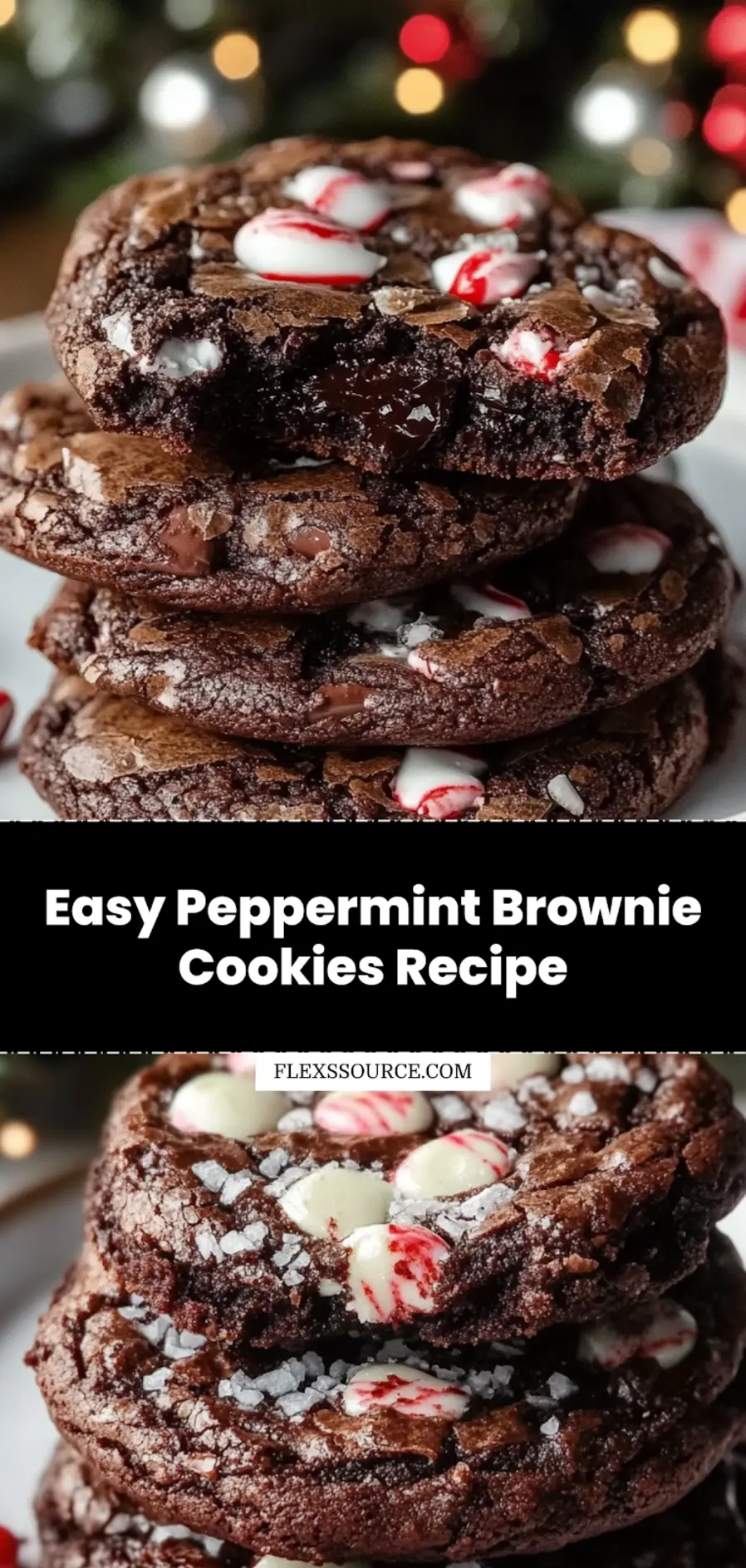 Peppermint Brownie Cookies displayed beautifully on a serving plate