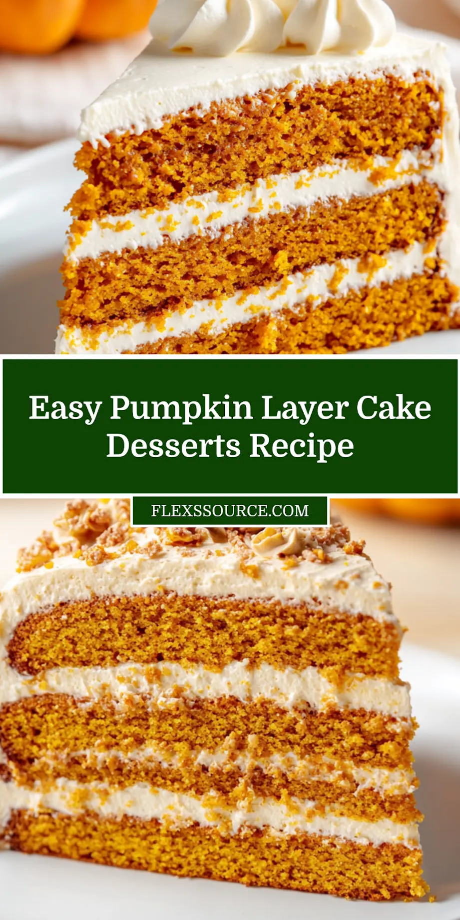PUMPKIN LAYER CAKE DESSERTS centered hero view, clean and uncluttered_pin