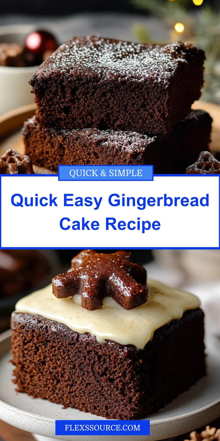 Quick Easy Gingerbread Cake freshly baked, clean and uncluttered