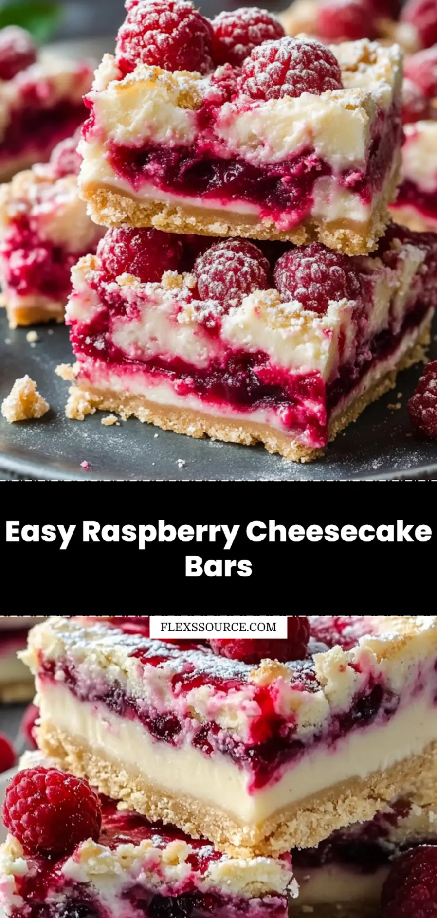 How to Make Irresistible Raspberry Cheesecake Bars 4 Close-up of Raspberry Cheesecake Bars showing layers and texture