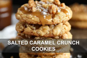 SALTED CARAMEL CRUNCH COOKIES centered hero view, clean and uncluttered