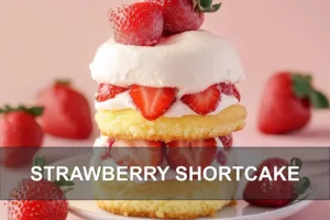 How to Make Delicious Strawberry Shortcake at Home STRAWBERRY SHORTCAKE centered hero view, clean and uncluttered